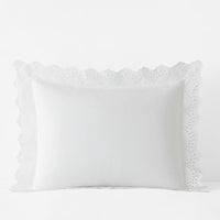 Eyelet Classic Cool Cotton Percale Solid Sham - White, Standard,White