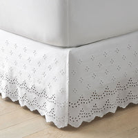 Eyelet Classic Cool Cotton Percale Solid Bed Skirt - White, Queen,White