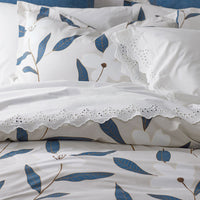 Eyelet Classic Cool Cotton Percale Solid Bed Sheet Set - White, Twin XL,White