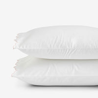 Embroidered Scallop Classic Smooth Sateen Solid Pillowcase Set - Blush, Standard,Blush