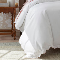 Embroidered Scallop Classic Smooth Sateen Solid Pillowcase Set - Blush, Standard,Blush