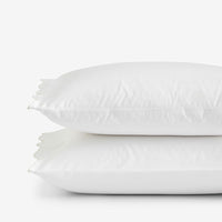 Embroidered Scallop Classic Smooth Sateen Solid Pillowcase Set - Ivory, Standard,Ivory