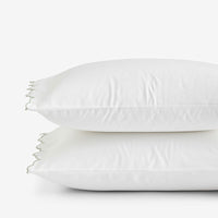 Embroidered Scallop Classic Smooth Sateen Solid Pillowcase Set - Light Sage, Standard,Light Sage