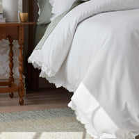 Embroidered Scallop Classic Smooth Sateen Solid Pillowcase Set - Light Sage, Standard,Light Sage