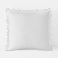 Embroidered Scallop Classic Smooth Sateen Solid Sham - Blush, Euro,Blush