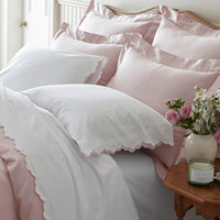 Embroidered Scallop Classic Smooth Sateen Solid Sham - Blush, Standard,Blush