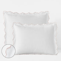 Embroidered Scallop Classic Smooth Sateen Solid Sham - Blush, Standard,Blush