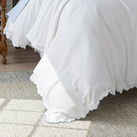 Embroidered Scallop Classic Smooth Sateen Solid Sham - Light Blue, King,Light Blue