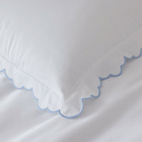 Embroidered Scallop Classic Smooth Sateen Solid Sham - Light Blue, King,Light Blue