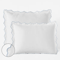 Embroidered Scallop Classic Smooth Sateen Solid Sham - Light Blue, King,Light Blue