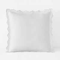 Embroidered Scallop Classic Smooth Sateen Solid Sham - Light Gray, Euro,Light Gray