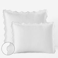 Embroidered Scallop Classic Smooth Sateen Solid Sham - Light Gray, Standard,Light Gray