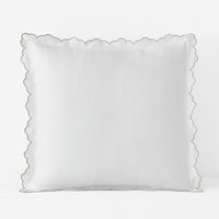 Embroidered Scallop Classic Smooth Sateen Solid Sham - Light Sage, Euro,Light Sage