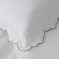Embroidered Scallop Classic Smooth Sateen Solid Sham - Light Sage, King,Light Sage
