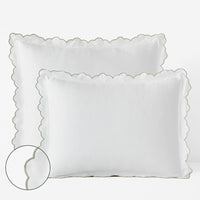 Embroidered Scallop Classic Smooth Sateen Solid Sham - Light Sage, King,Light Sage