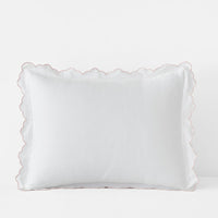 Embroidered Scallop Classic Smooth Sateen Solid Sham - Blush, Standard,Blush