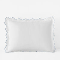 Embroidered Scallop Classic Smooth Sateen Solid Sham - Light Blue, King,Light Blue