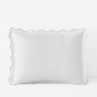 Embroidered Scallop Classic Smooth Sateen Solid Sham - Light Gray, Standard,Light Gray