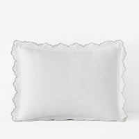 Embroidered Scallop Classic Smooth Sateen Solid Sham - Light Sage, King,Light Sage