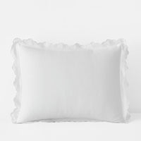 Embroidered Scallop Classic Smooth Sateen Solid Sham - White, King,White