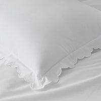Embroidered Scallop Classic Smooth Sateen Solid Sham - White, King,White