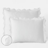 Embroidered Scallop Classic Smooth Sateen Solid Sham - White, King,White