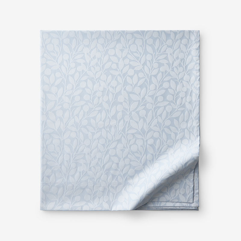 Jacquard Leaf Yarn-Dyed Premium Smooth Supima® Cotton Wrinkle-Free Sateen Flat Bed Sheet - Blue Shadow, Twin/Twin XL,Blue Shadow