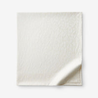 Jacquard Leaf Yarn-Dyed Premium Smooth Supima® Cotton Wrinkle-Free Sateen Flat Bed Sheet - Ivory, Twin/Twin XL,Ivory