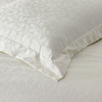 Jacquard Leaf Yarn-Dyed Premium Smooth Supima® Cotton Wrinkle-Free Sateen Flat Bed Sheet - Ivory, Twin/Twin XL,Ivory