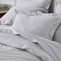 Jacquard Leaf Yarn-Dyed Premium Smooth Supima® Cotton Wrinkle-Free Sateen Flat Bed Sheet - Light Gray, Twin/Twin XL,Light Gray