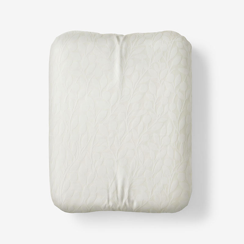 Jacquard Leaf Yarn-Dyed Premium Smooth Supima® Cotton Wrinkle-Free Sateen Fitted Bed Sheet - Ivory, Twin,Ivory