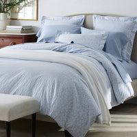 Jacquard Leaf Yarn-Dyed Premium Smooth Supima® Cotton Wrinkle-Free Sateen Fitted Bed Sheet - Blue Shadow, Twin,Blue Shadow