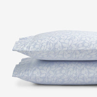 Jacquard Leaf Yarn-Dyed Premium Smooth Supima® Cotton Wrinkle-Free Sateen Pillowcase Set - Blue Shadow, King,Blue Shadow