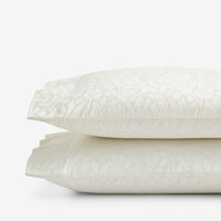 Jacquard Leaf Yarn-Dyed Premium Smooth Supima® Cotton Wrinkle-Free Sateen Pillowcase Set - Ivory, Standard,Ivory