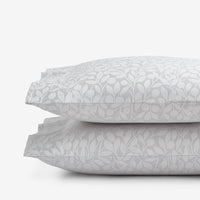 Jacquard Leaf Yarn-Dyed Premium Smooth Supima® Cotton Wrinkle-Free Sateen Pillowcase Set - Light Gray, Standard,Light Gray