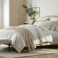 Jacquard Leaf Yarn-Dyed Premium Smooth Supima® Cotton Wrinkle-Free Sateen Duvet Cover - Ivory, Twin/Twin XL,Ivory