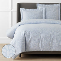 Jacquard Leaf Yarn-Dyed Premium Smooth Supima® Cotton Wrinkle-Free Sateen Duvet Cover - Blue Shadow, Twin/Twin XL,Blue Shadow