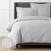 Jacquard Leaf Yarn-Dyed Premium Smooth Supima® Cotton Wrinkle-Free Sateen Duvet Cover - Light Gray, Twin/Twin XL,Light Gray