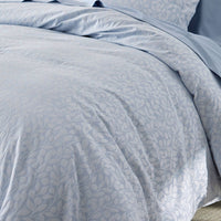Jacquard Leaf Yarn-Dyed Premium Smooth Supima® Cotton Wrinkle-Free Sateen Bed Sheet Set - Blue Shadow, Twin,Blue Shadow