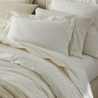 Jacquard Leaf Yarn-Dyed Premium Smooth Supima® Cotton Wrinkle-Free Sateen Bed Sheet Set - Ivory, Twin,Ivory