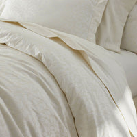 Jacquard Leaf Yarn-Dyed Premium Smooth Supima® Cotton Wrinkle-Free Sateen Bed Sheet Set - Ivory, Twin,Ivory