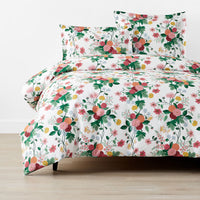 Dahlia Classic Cool Cotton Percale Duvet Cover - White Multi, King/Cal. King,White Multi