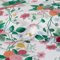 Dahlia Classic Cool Cotton Percale Duvet Cover - White Multi, King/Cal. King,White Multi