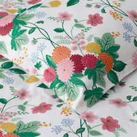 Dahlia Classic Cool Cotton Percale Duvet Cover - White Multi, King/Cal. King,White Multi