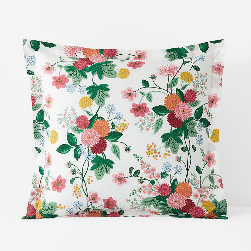 Dahlia Classic Cool Cotton Percale Sham - White Multi, Euro,White Multi