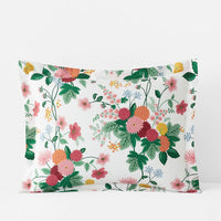 Dahlia Classic Cool Cotton Percale Sham - White Multi, King,White Multi