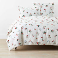 Ditsy Dahlia Classic Cool Cotton Percale Duvet Cover - Cream Multi, Full/Queen,Cream Multi
