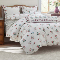 Ditsy Dahlia Classic Cool Cotton Percale Duvet Cover - Cream Multi, Full/Queen,Cream Multi