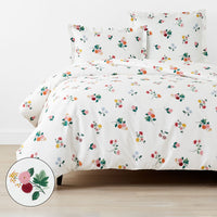 Ditsy Dahlia Classic Cool Cotton Percale Duvet Cover - White Multi, Full/Queen,White Multi