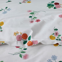 Ditsy Dahlia Classic Cool Cotton Percale Duvet Cover - White Multi, Full/Queen,White Multi